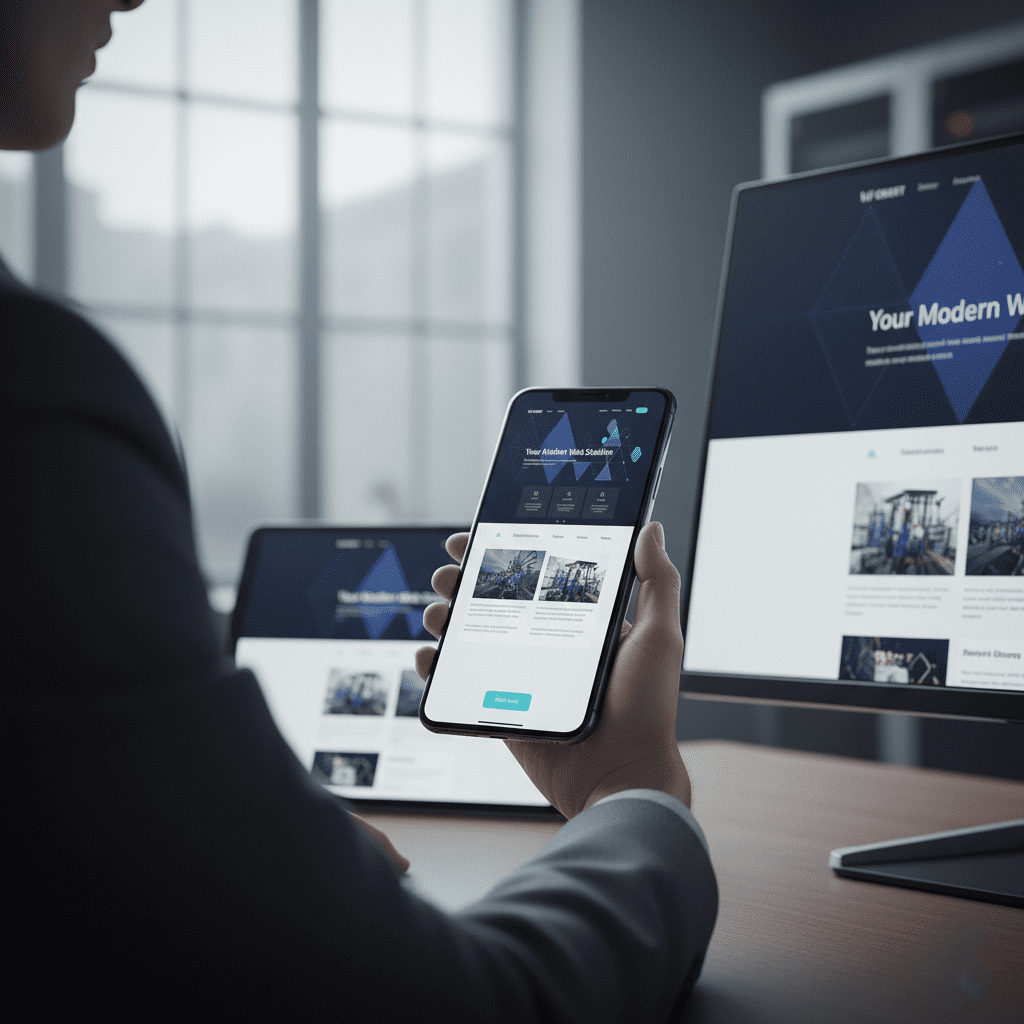Person working on website on mobile as well as big screen